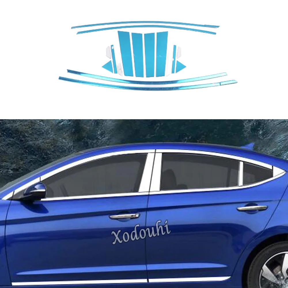 

For Hyundai Elantra Avante 2016 2017 2018 2019 2020 Car Stainless Steel Glass Window Garnish Pillar Middle Column Trim Stick