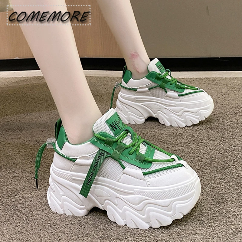 2023 Trend Thick Bottom Chunky Sneakers Woman Breathable Casual Shoes Womens Sports Spring Autumn Platform Tennis Female Lace-up