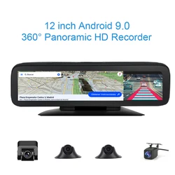 4 Cameras 4 Channel Lens 360° Recorder Car DVR 4G Android 9.0 GPS Navigation Rearview Mirror ADAS 2G RAM 32G ROM Parking monitor