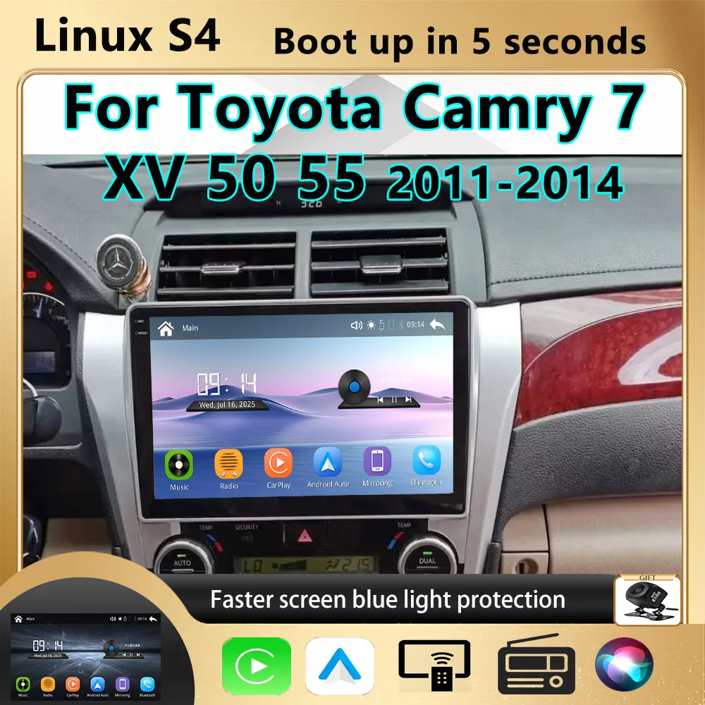 NEW Modify For Toyota Camry 7XV 50 55 2011-2014 Wireless Carplay Car Multimedia Player Upgrade Touch Screen Android Auto Carplay