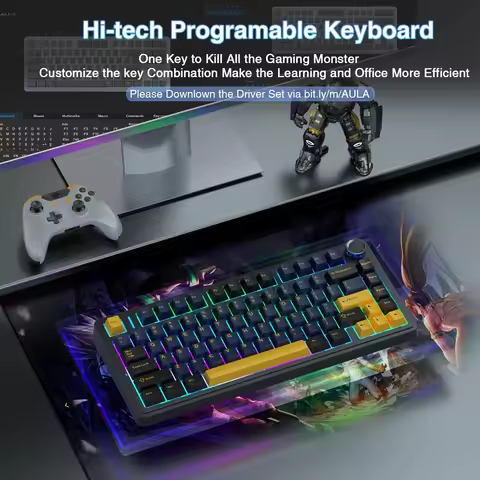 AULA F75 Tri-mode Mechanical Keyboard Wireless RGB 75% Layout Gasket Hot Swap PBT Keycaps Custom Gaming Keyboard for PC Gamer