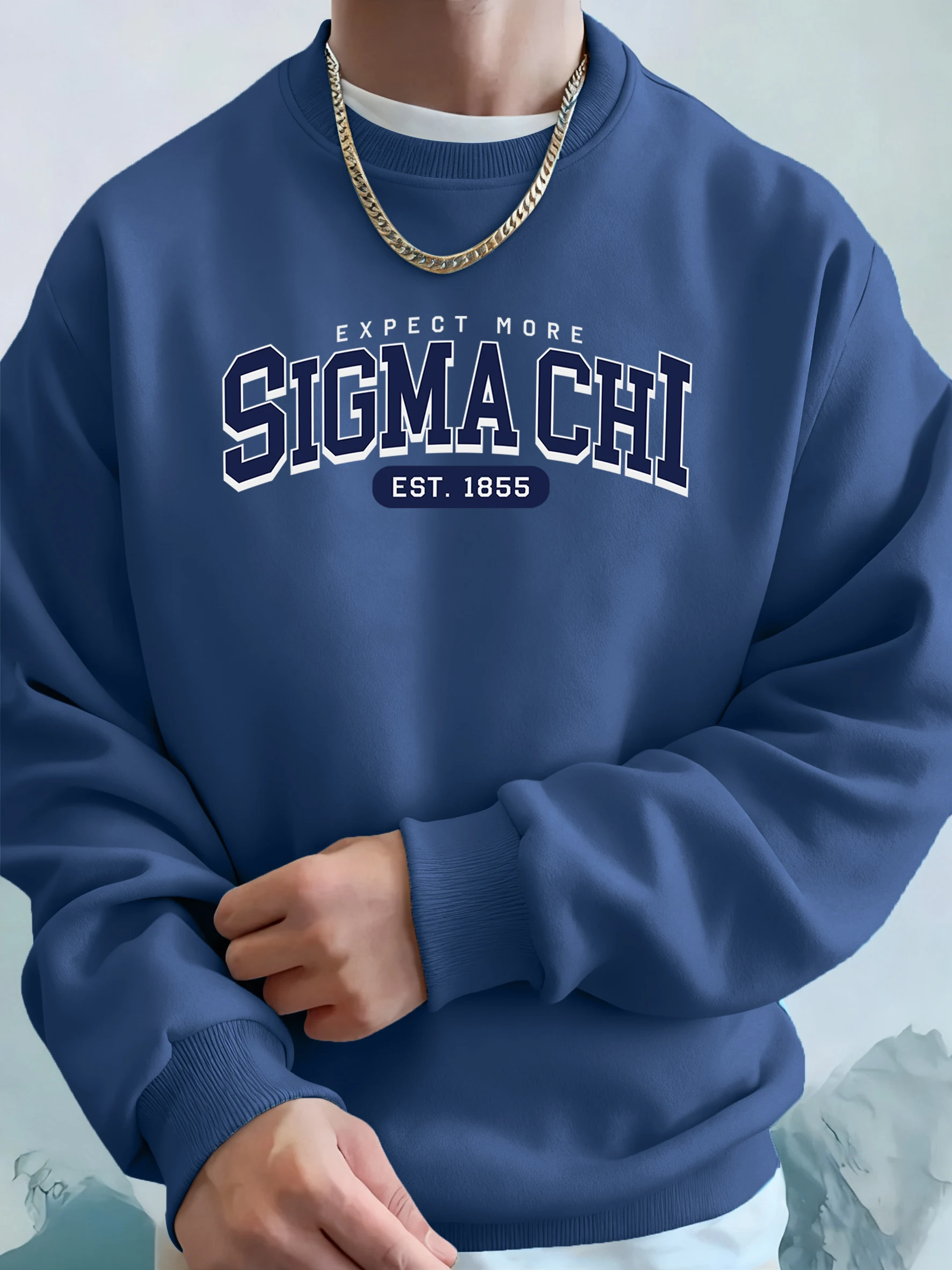 Erwarten Sie mehr Sigma Chi Est 1855, bedruckt, Herren-Herbstmode, Kapuzenpullover, Basics, lässiges Sweatshirt, bequemes Fleece, Streetwear, Sportkleidung