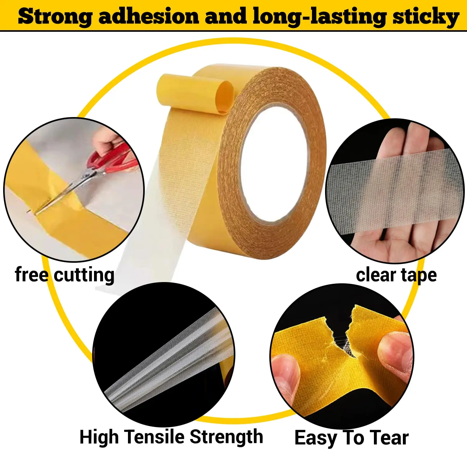 Carpet & Wall Mounting Tape, Strong Grip, Low Profile. 10cm, Double Sided, Easy to Apply
