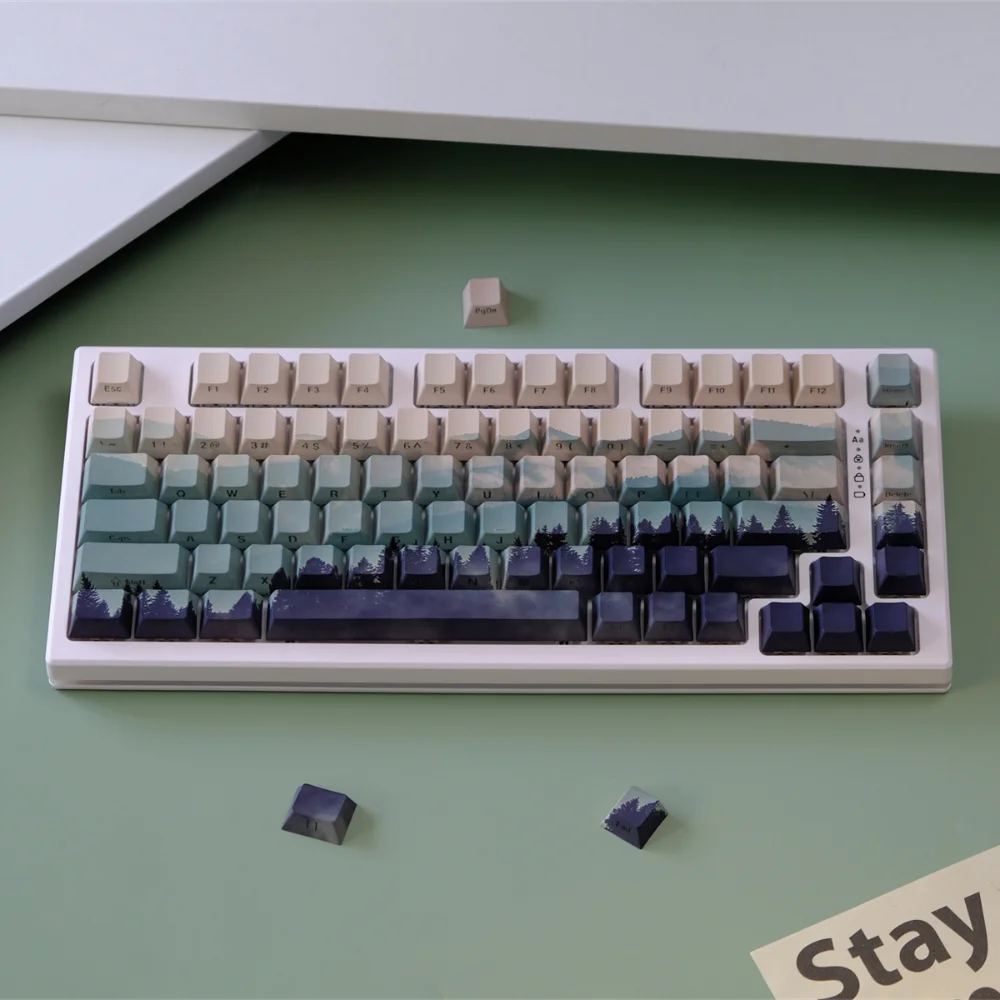 136 Keys Backlit Mountain Forest Keycaps Cherry Profile Side Light Transmission Keycap For MX RGB Mechanical Keyboard