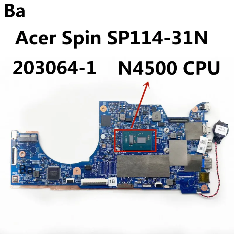 Dla Acer Spin SP114-31N Laptop płyta główna 203064-1 płyta główna N4500 CPU