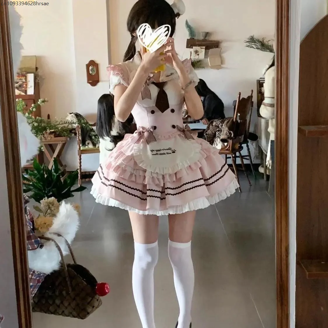 

Flounce Patchwork Short Sleeved Shirt + Bow Slim Waiste Vest + High Waisted Skirt Sweet Preppy Style Uniform Three Piece Set