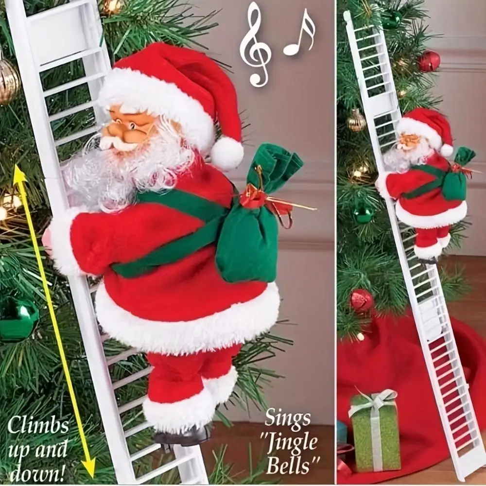 

Creative Singing Electric Climbing Santa Claus Toy Fun Christmas Tree Decoration Musical Santa Ornament for Holiday Party Gift
