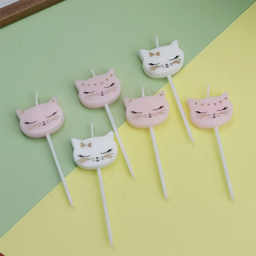 6 Stück Niedliche Katzen-Kinderparty-Kerzen, Kreative Geburtstagskerzen für Tortendekoration, Mädchen-Feierkerzen – Detail 8