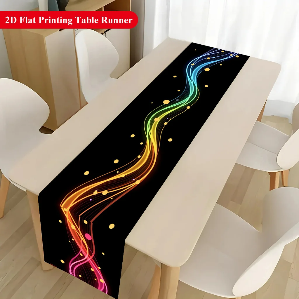 1pc Colorful Lights And Spots Table Runner Holiday Party Decorative Cloth for Home Kitchen Dining Office Living Room Table