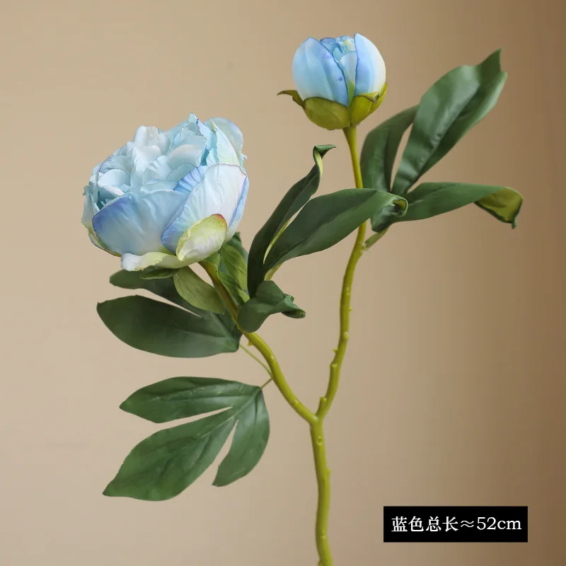 51cm Large Silk Peony Artificial Flowers Burnt Edges Simulation Peony Rose Fake Flowers Bouquet Wedding Party Home Decoration