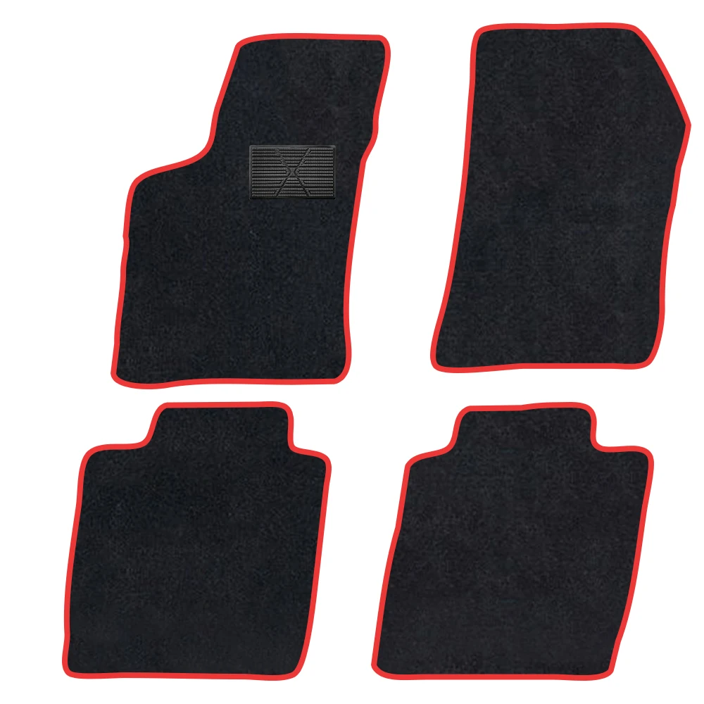

Car Floor Mat For Citroen DS9 2020–Present Polyester suede Anti Slip black Backing red Binding Trim Edge