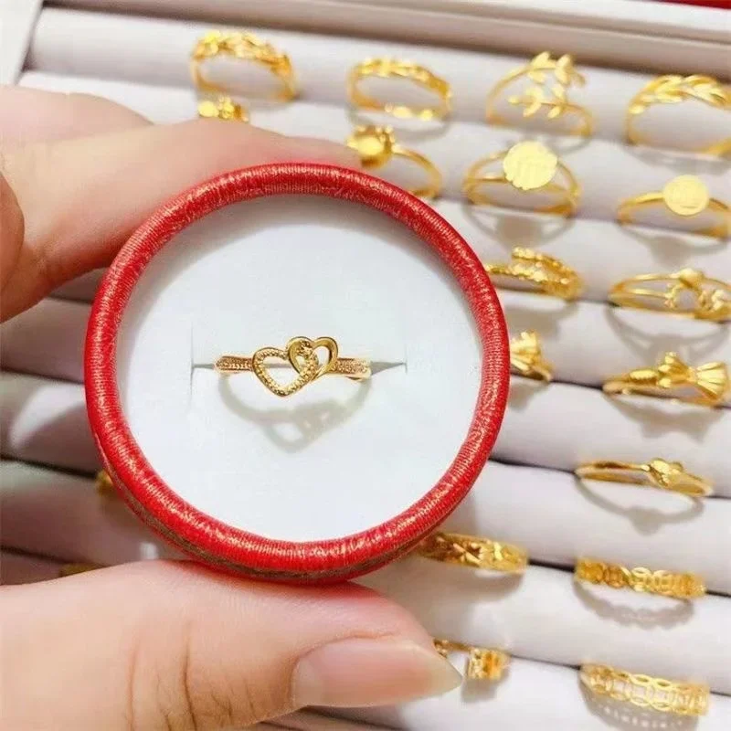 Chapado en oro amarillo de 18k para mujer, chapado puro, 999, 24k, nunca se decolora, adornos diarios, monedas de Euro, anillos en vivo, amantes, amor antiguo, nunca J