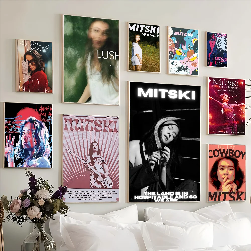 Singer Mitski Self-adhesive Art Poster Decoracion Painting Wall Art White Kraft Paper Home Decor