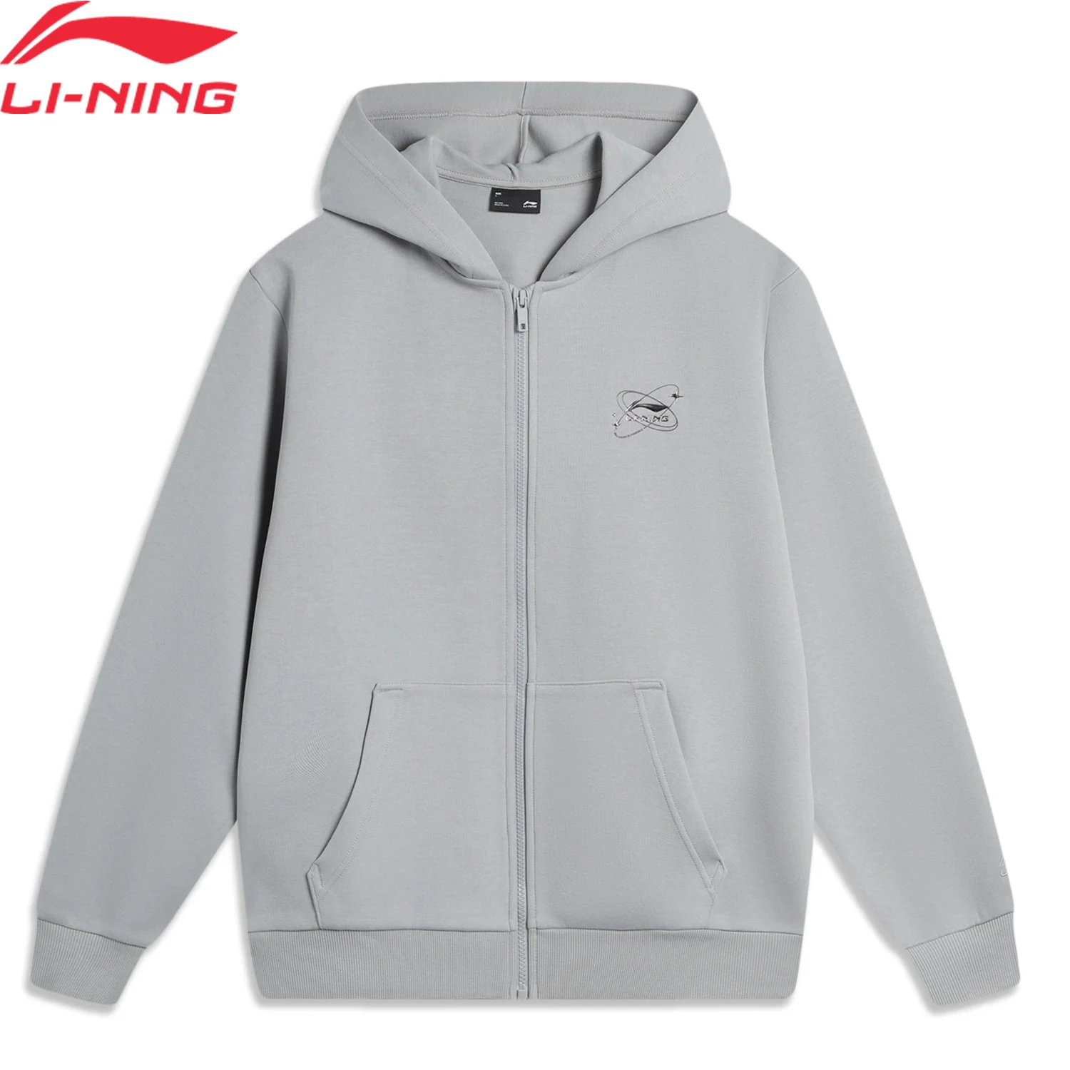 Li-Ning Men Sports Style Hoodie 53%Cotton 47%Polyester Black Leisure Comfortable Hooded Sweatshirt Tops Cardigan AWDU027