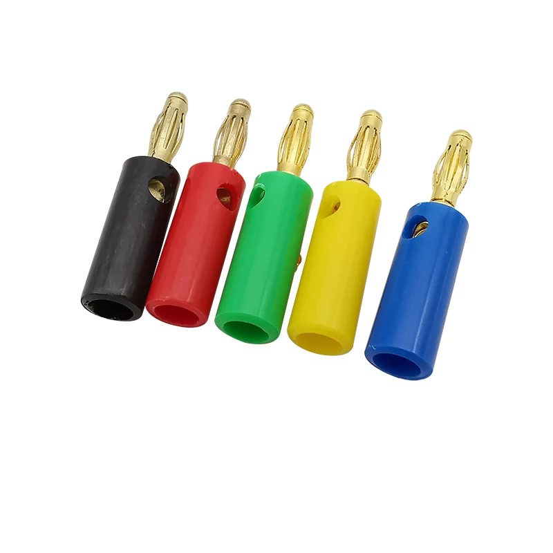 10Pcs 4mm Banana Plug Male Connector Solderless Screw Type Gold Plated Bananas Plugs Adapter For DIY Test Leads Wire