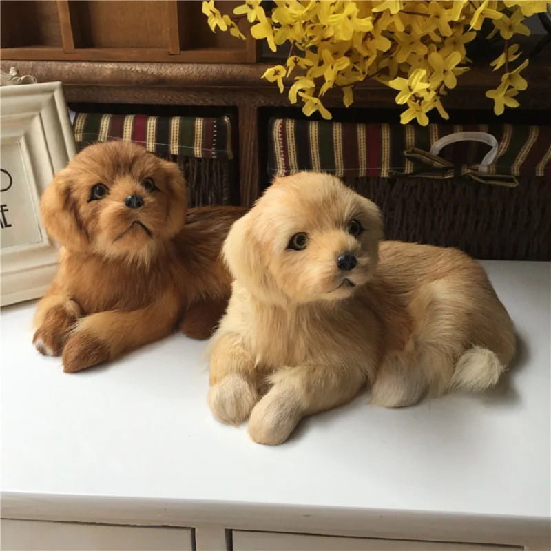 

Simulation Golden Retriever model plastic&furs Prone Dog home desk decoration gift about 18x16cm d0719