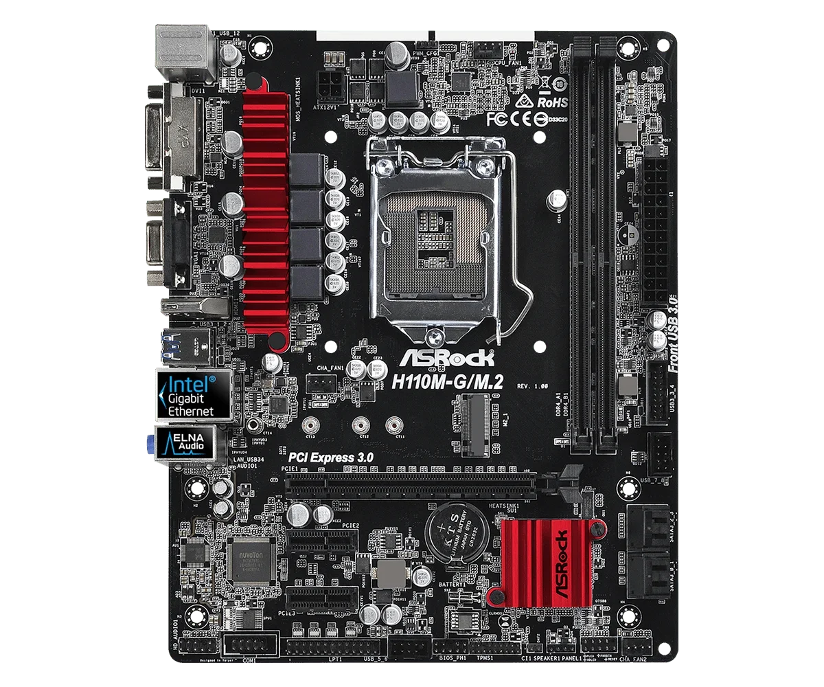 Placa base ASRock H110M-G/M.2 LGA 1151 2 × DDR4 32GB PCI-E 3,0 M.2 USB2.0 placa base Intel H110 para cpu Core i3-6100 i7-6700K