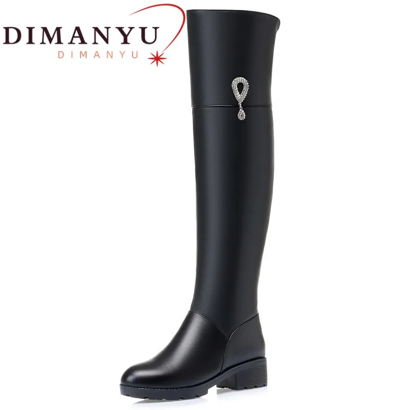 

DIMANYU Over The Knee Boots Ladies Genuine leather Winter Plus Size Women Long Boots Natural Wool Warm Knee Boots Ladies