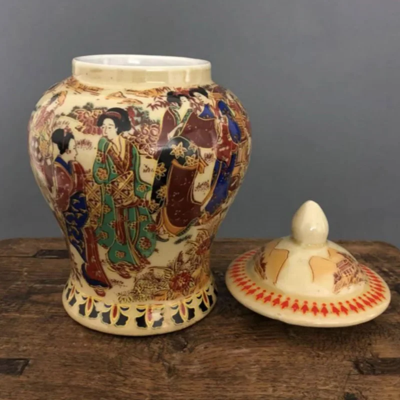 Traditional China Qing Qianlong General Tea Caddy - Jingdezhen Antique Porcelain, Classical Maid Figure Pattern Ceramic Jar