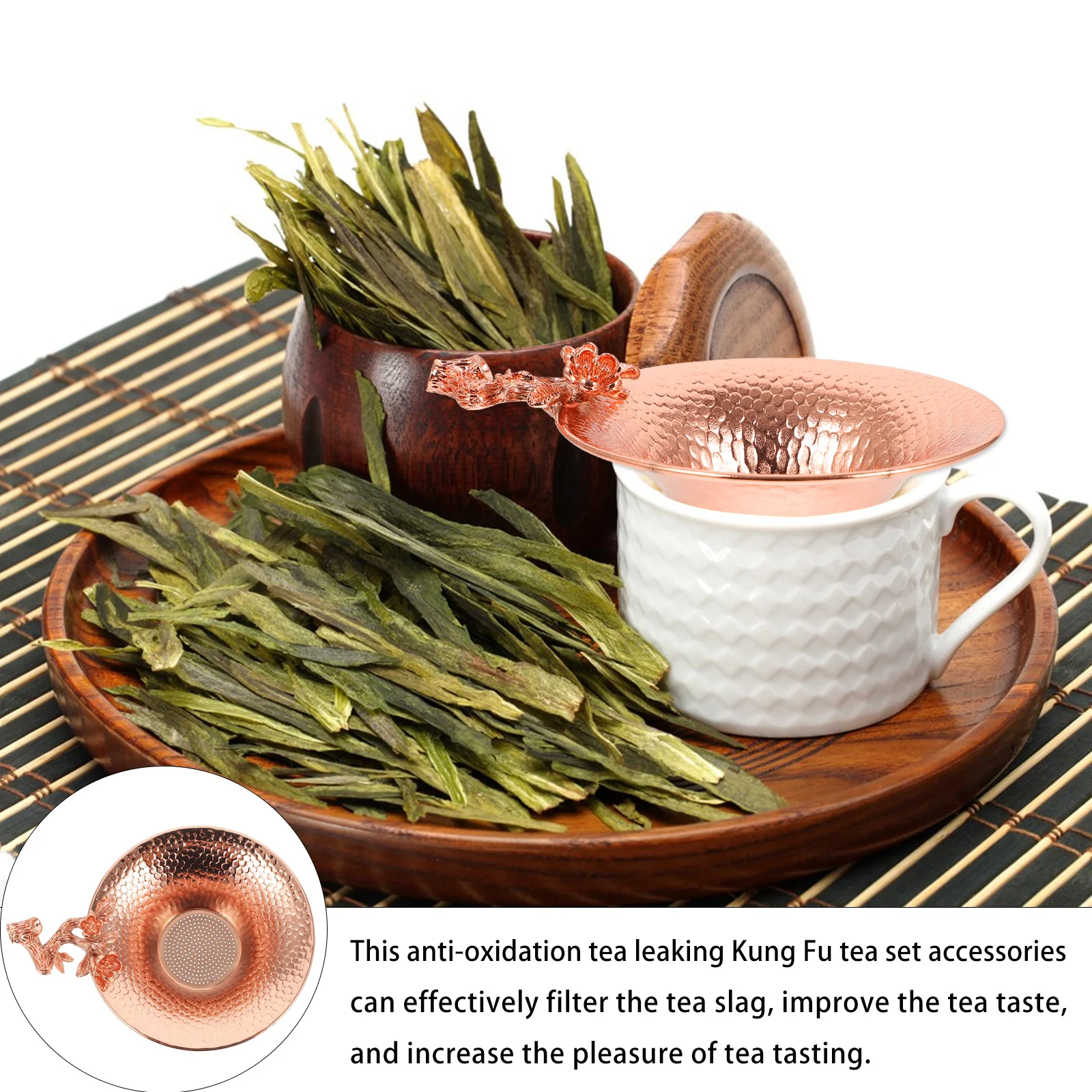 

1Pcs Chic Copper Tea Strainer Creative Plum Blossom Design Effective Residue Filter Kung Fu Tea Utensils Teaware Supply
