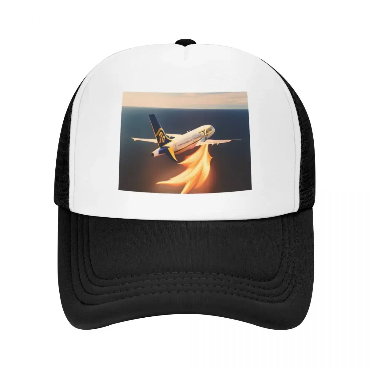 AI RyanAir in Flames Baseball Cap Rave Sun Cap Trucker Cap Golf Girl Men's