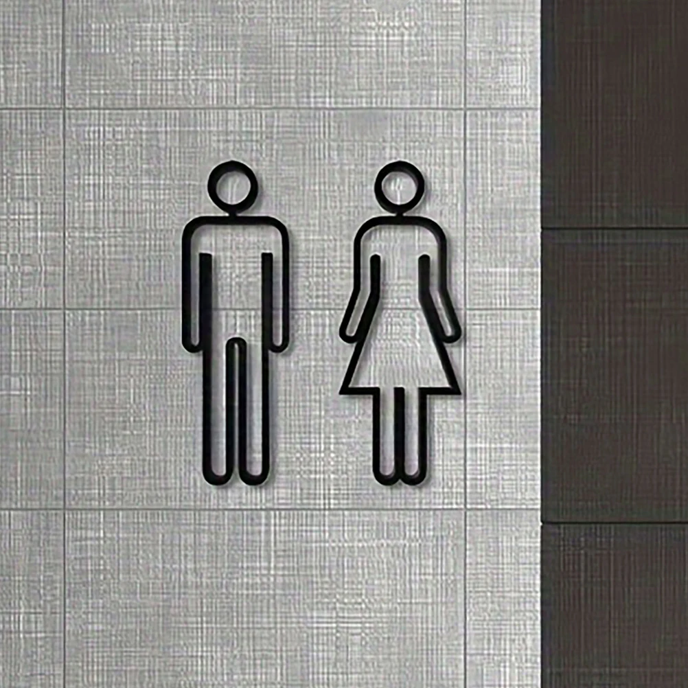 

2pcs Black Acrylic Bathroom Toilet Signs Men Women Restroom Door Decor Plaque Restroom Signs For Business Waterproof Easy