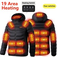 Heated Jackets 11/19 Areas Electric Men's Women's Warm Cotton Coat USB Self Heating Winter Thermal Hooded for Hiking Hunting