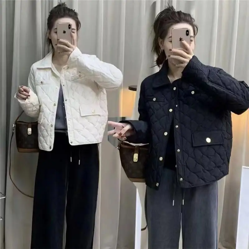 

Женская легкая хлопковая стеганая куртка для осени и зимы, модная, маленькая, французская, стильная, трендовая верхняя одежда