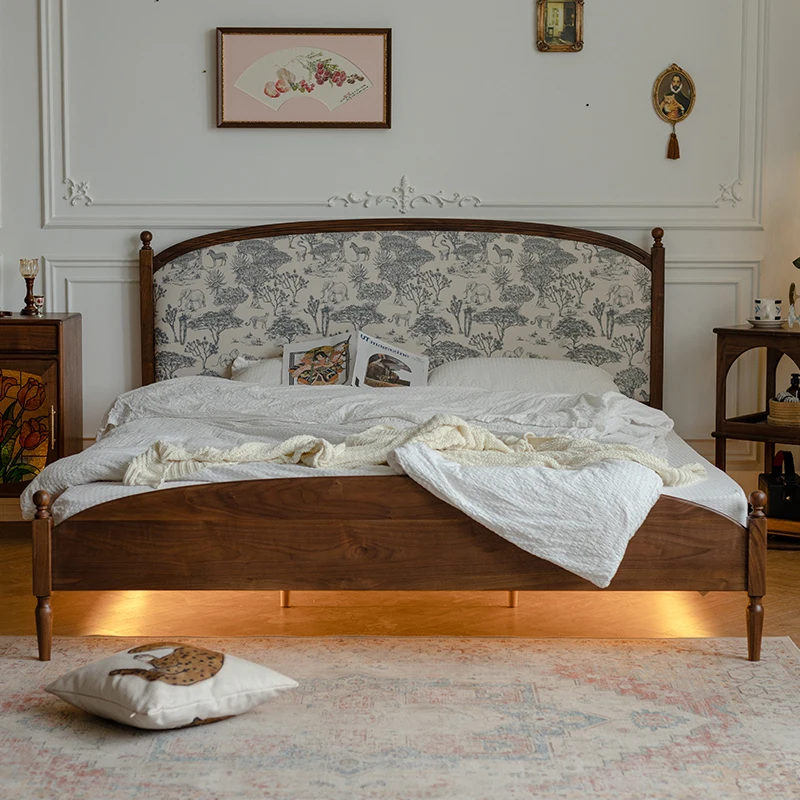 

Aesthetic Queen Luxury Bed Lights Backrest Italian Adults Twin Bedroom Beds Double King Smart Bedroom Muebles Hotel Furniture