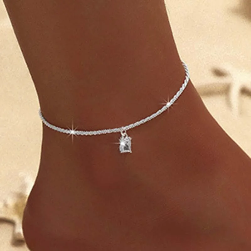 Bracelet de cheville fin de Rotterdam pour femme, bijoux de plage, pendentif double couche sur jambe et pied, carillon d'été, croix de coeur