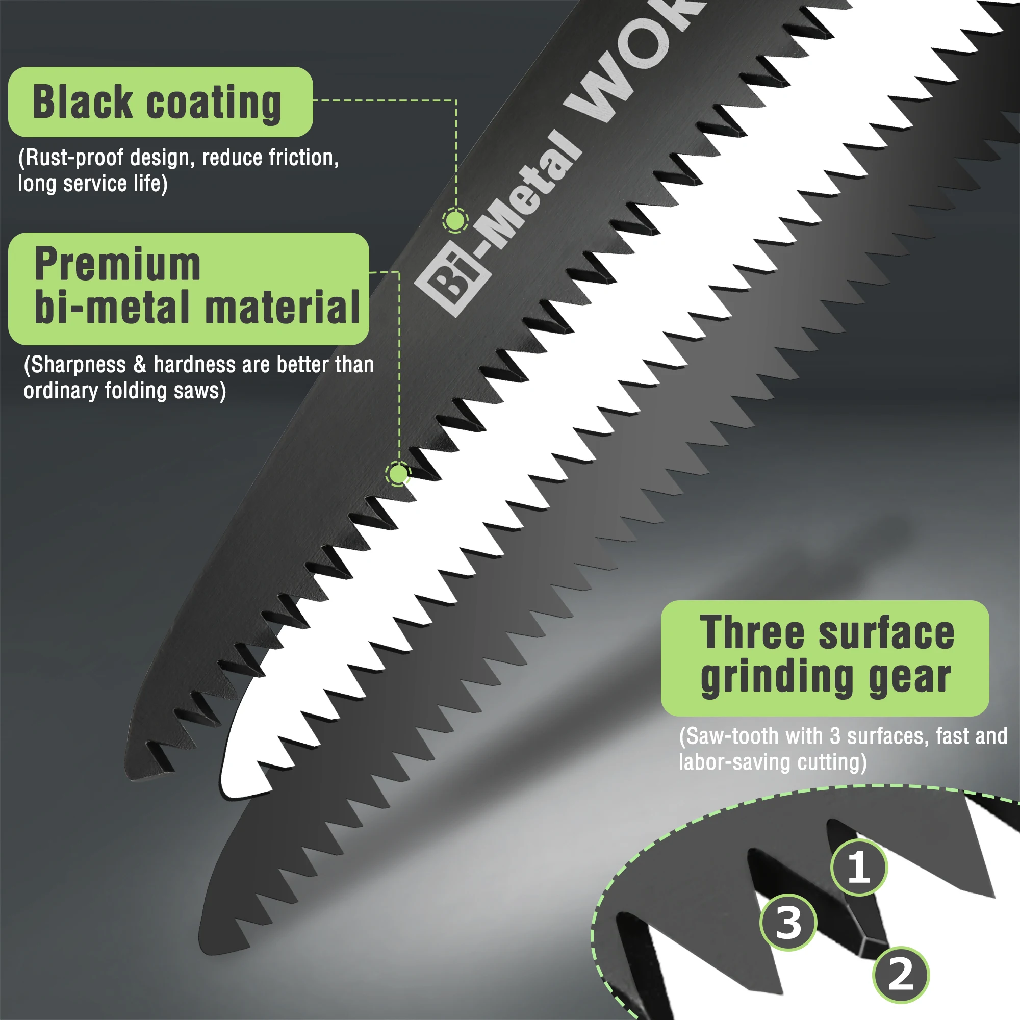 WORKPRO Pruning Saw 7” Folding Hand Saw with Secure Lock Bi-Metal D6A+M2 Saw Blade Triple Teeth Push Button Soft Grip