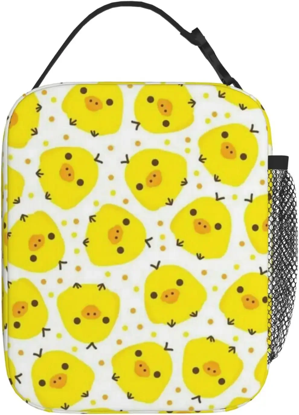 Yellow Chick Lunch Bag Insulated Reusable Lunch Box Portable Cooler Lunch Tote Bag with Side Pocket For Work Picnic Office