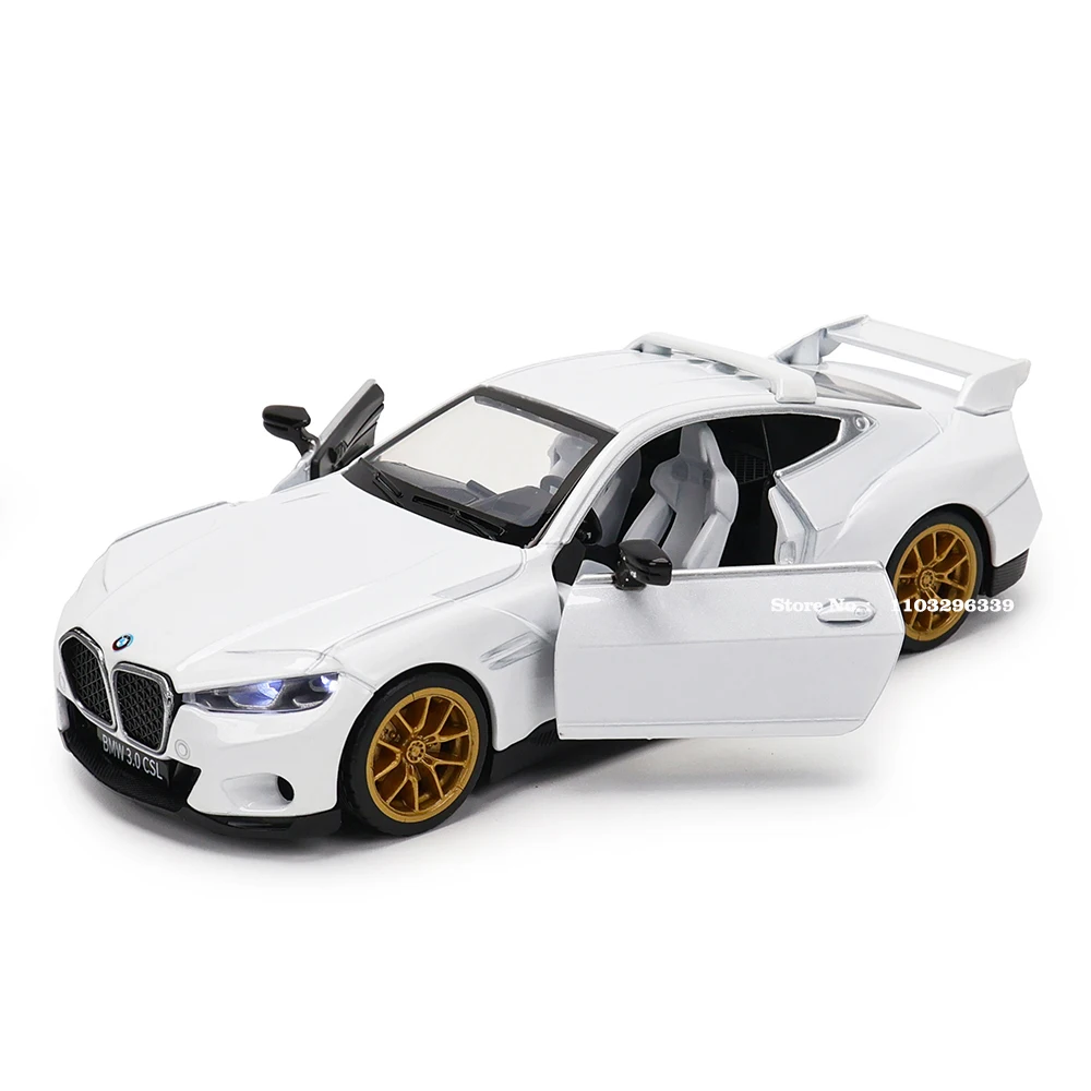 MSZ 1:32 BMW 3.0 CSL  X7 racing alloy car model children\'s toy car die-casting with sound and light pull back function