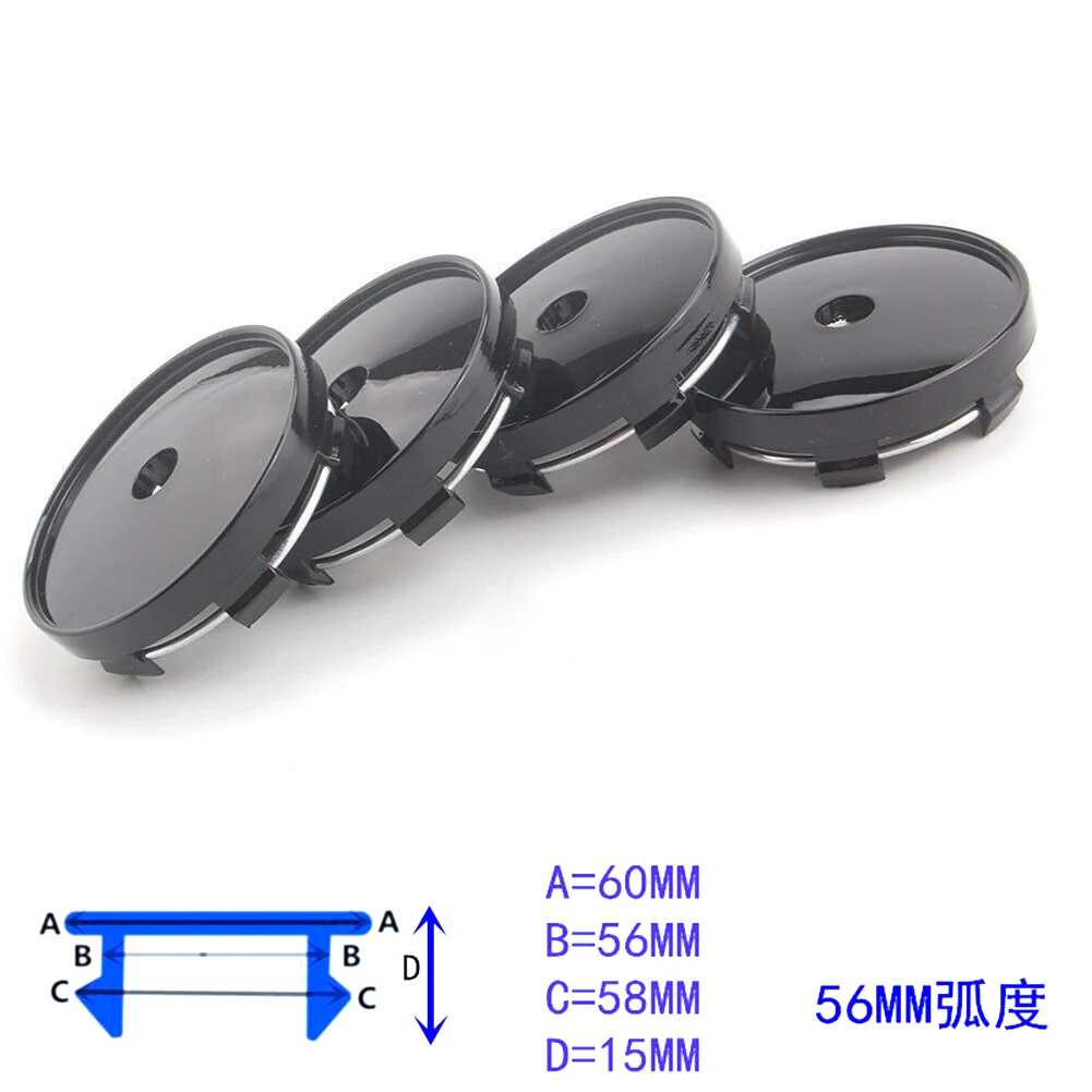 4 Pcs 60mm Black Wheel Hubs Center Hub Cap Universal Wheel Rim Hub Cover Cap Modified Hub Center Cover