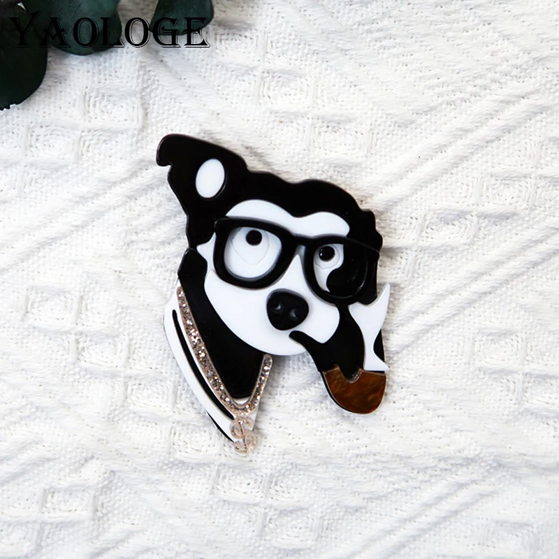 

YAOLOGE Creative And Fun Glasses Pipe Dog Brooch Animal Design Women's Clothing Bag Accessories Badge Gift