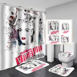 3D Print Madonna Comic Cover Shower Curtain Waterproof Bathroom Curtain Anti-slip Bath Mat Set Toilet Rugs Carpet  VC04