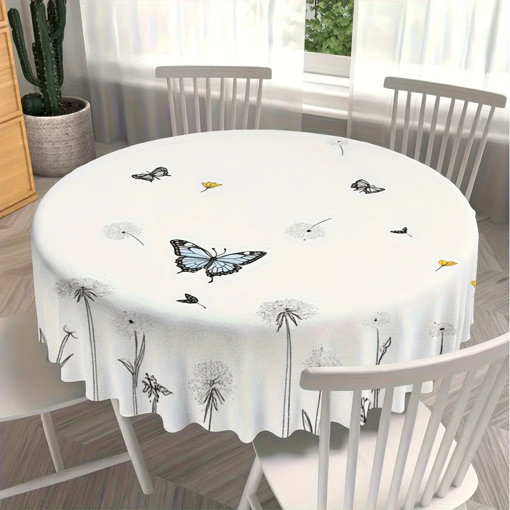 A round tablecloth with a butterfly pattern, perfect for adding elegance to a Chinese restaurant