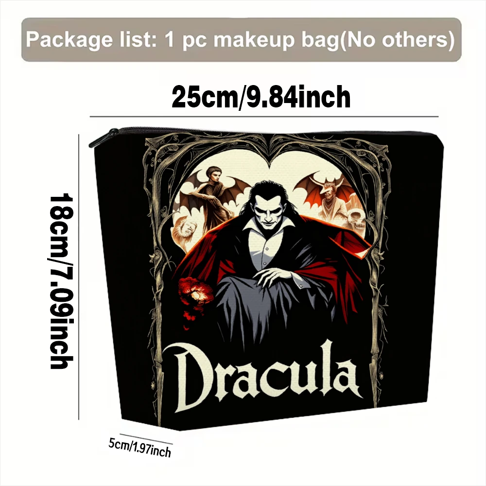 Dracula Vampire Castle Bats Heart Makeup Bags for Girls Cosmetic Pouch Toiletry Bag Pencil Case Travel Storage