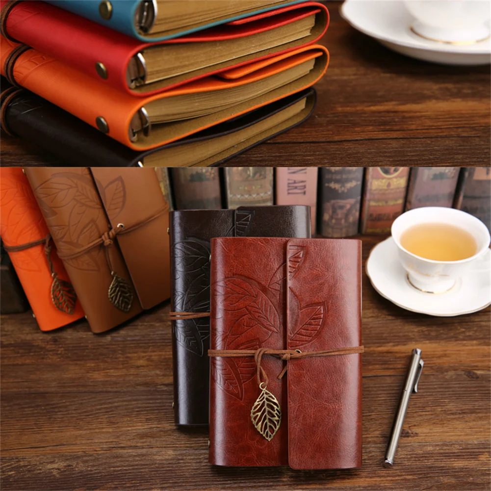 Leather Writing Journal Notebook Travel Writing Retro Pendants Classic Embossed Vintage Leather Notebook Creative Gifts