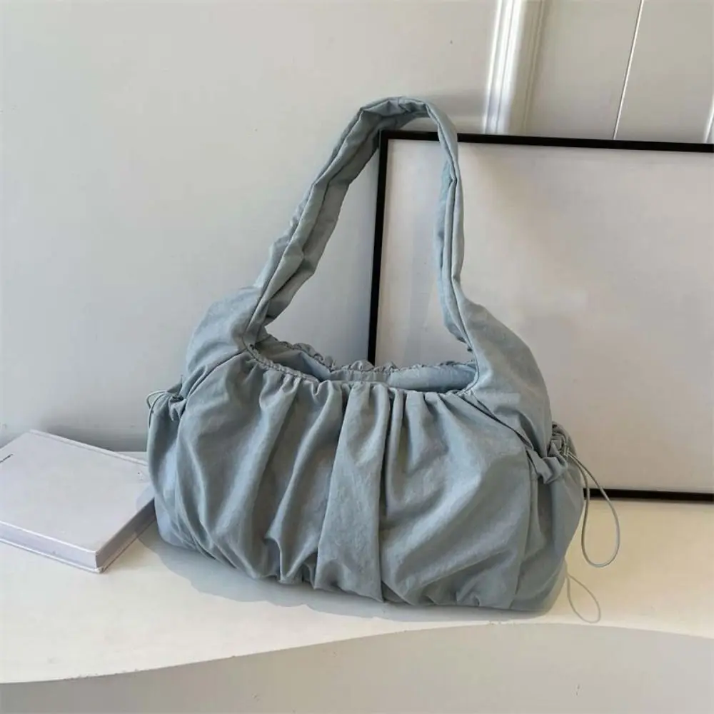 

Handbag Drawstring Canvas Shoulder Bag Pleated Large Capacity Cloud Crossbody Bag Korean Style Casual Underarm Bag School