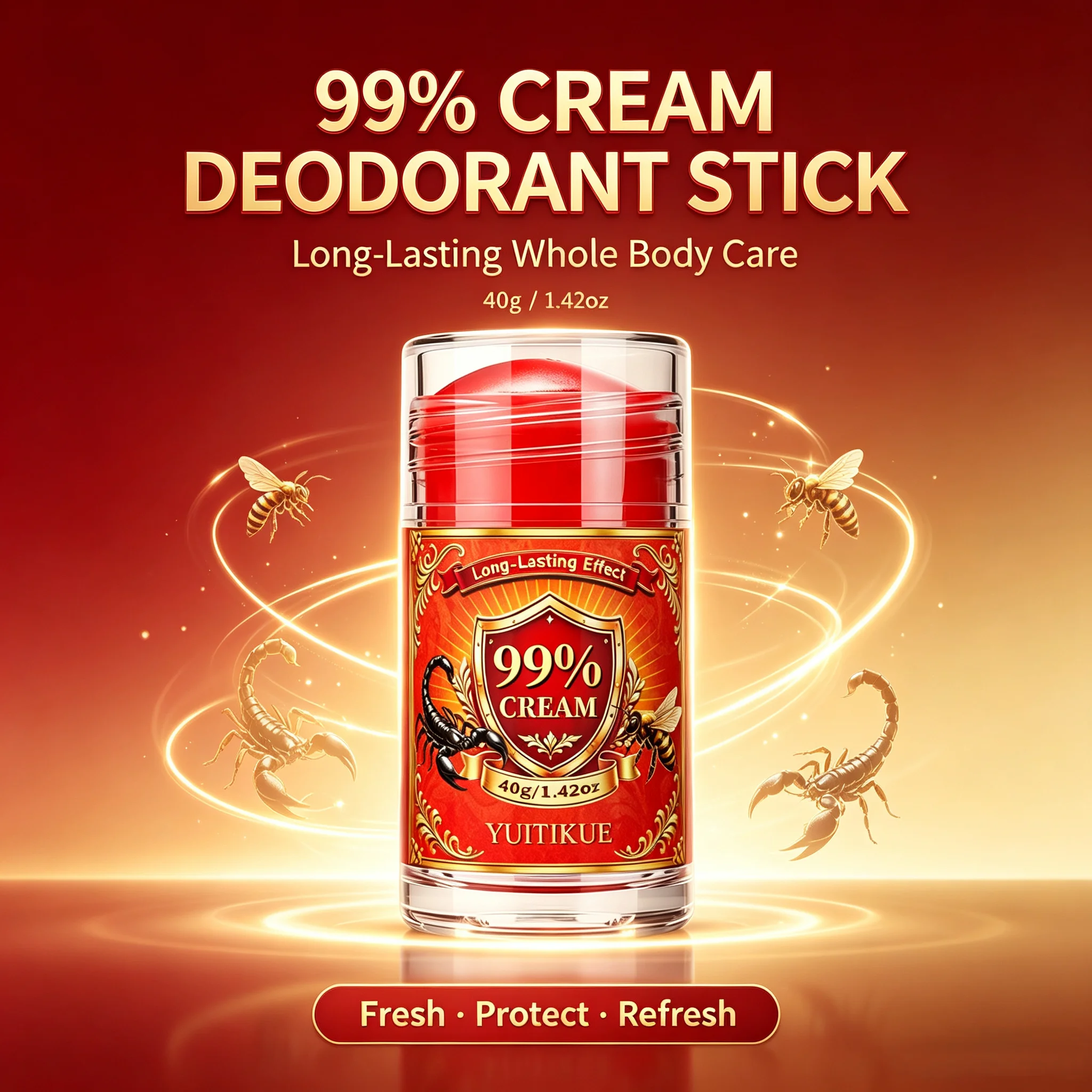 40g 99% Cream Deodorant Stick Gentle Underarm Care Control Body Odor Non-sticky Long Lasting Fresh Daily Skin Deodorizer
