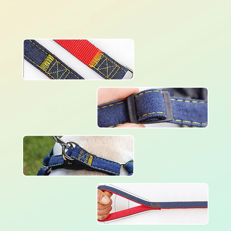 Pet Chest And Back Thick Wear-resistant Vest Denim Sewn Cloth Chest And Back Dog Leash Pet Leash Is Durable_voghion.com