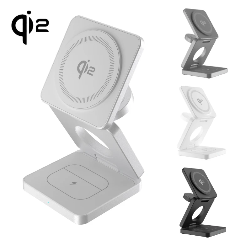 3 in 1 Wireless Charger Qi2 15W For iPhone 16 15 14 13 12 Fast Charging Station For Apple Watch 9 8 7 6 5 for Airpods pro stand