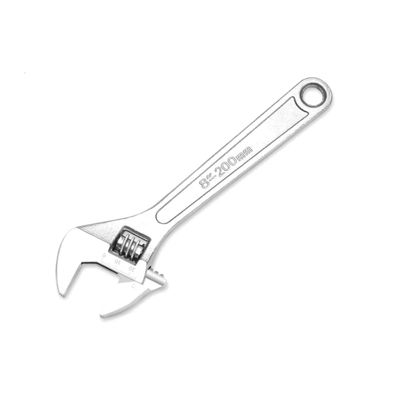 

N84R 8Inch Adjustable Wrench Large Openin Long Handle Universal Spanner Carbon Steel Mechanical Workshop Hand Repair Tools
