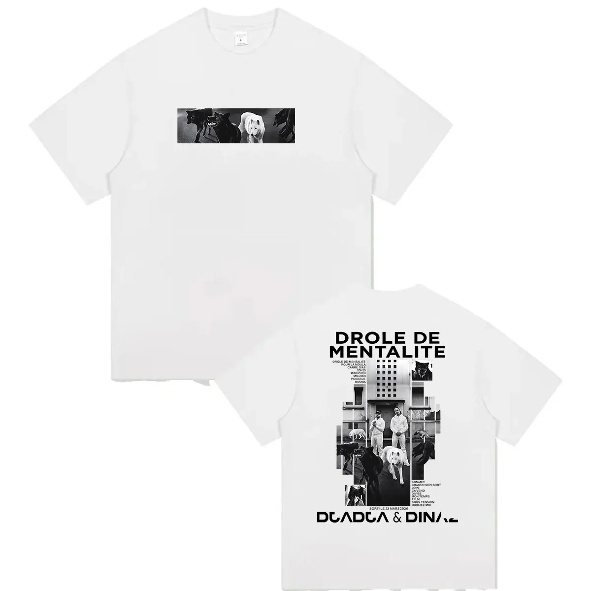 Rapper Djadja & Dinaz DROLE DE MENTALITE Album 2026 Grafik T-Shirt Herren Hip Hop Vintage Baumwolle Kurzarm T-Shirt Streetwear – Detail 3