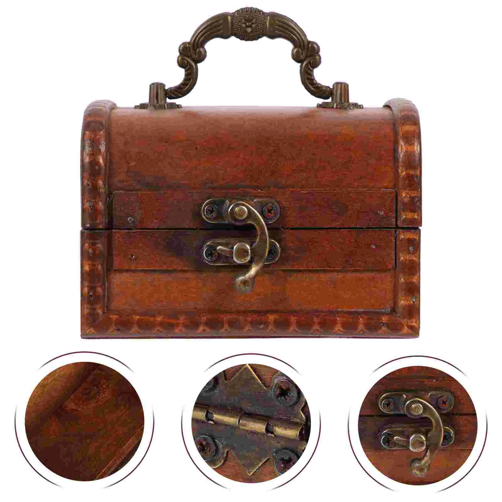 

Storage Box Vintage Decor Retro Trinket Wood Jewelry Earring Container Pocket Man