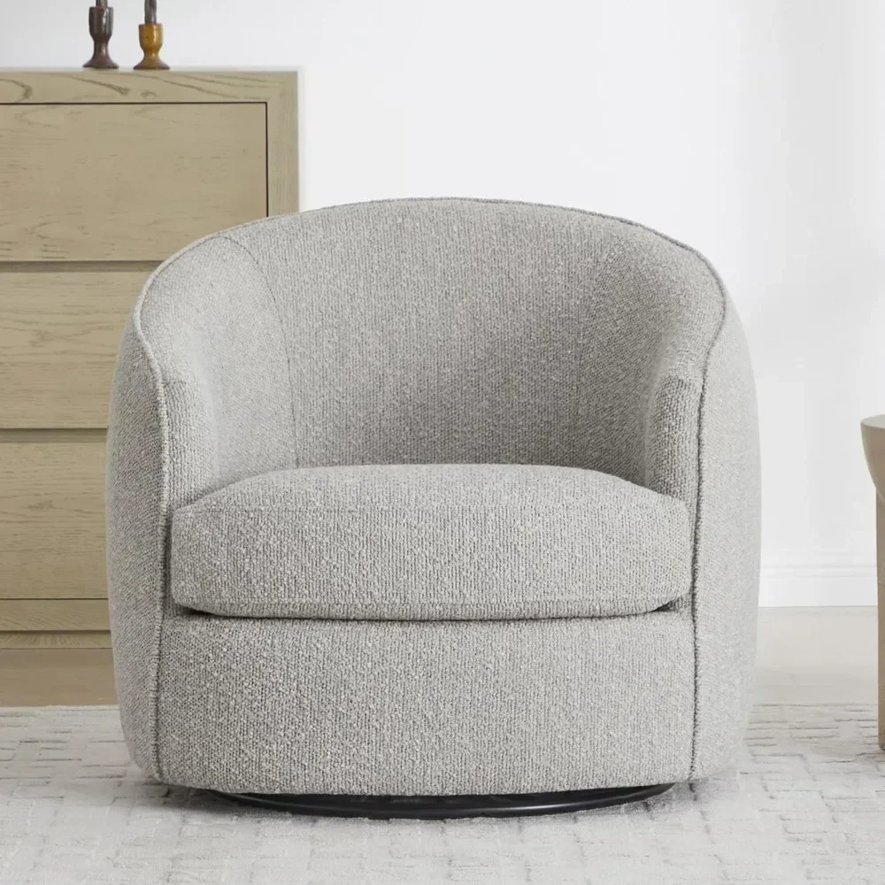 Modern and comfortable rotating bucket chair,made of Boucle fabric and textured fabric that is easy to clean and stain resistant