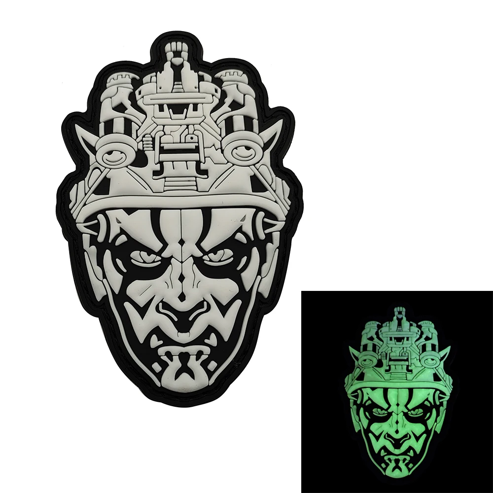 Death Scythe Pvc Patch on Clothes Hook and Loop Patches Backpack Japan Hannya Mask Kabuki Tactical Wappen