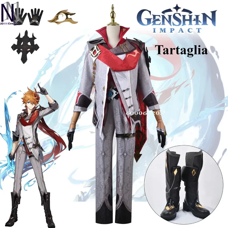 

Genshin Impact Game Tartaglia Cosplay Costume Men Complete Set with Wig Childe Role play Outfit Halloween Anime Comic Con Party
