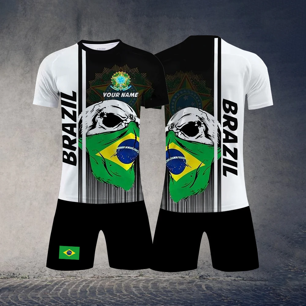 

Brazil Flag Camouflage 3D Printed Summer Man Set 2 Piece Set Men Shorts Sets Short Sleeve Tshirt and Shorts Streetwear Suit